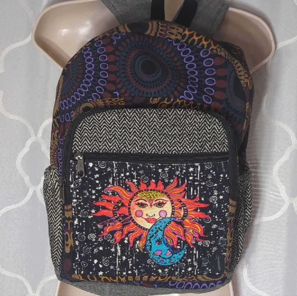 The Collection Royal Celestial Patchwork Sun Moon Boho Backpack Laptop Bag